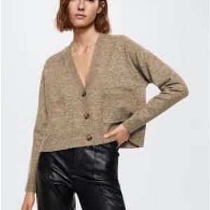 NWT Mango Light Brown Button Up Cardigan Sweater